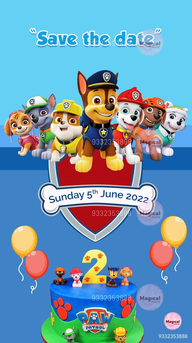 Paw Petrol Save the Date - Preview